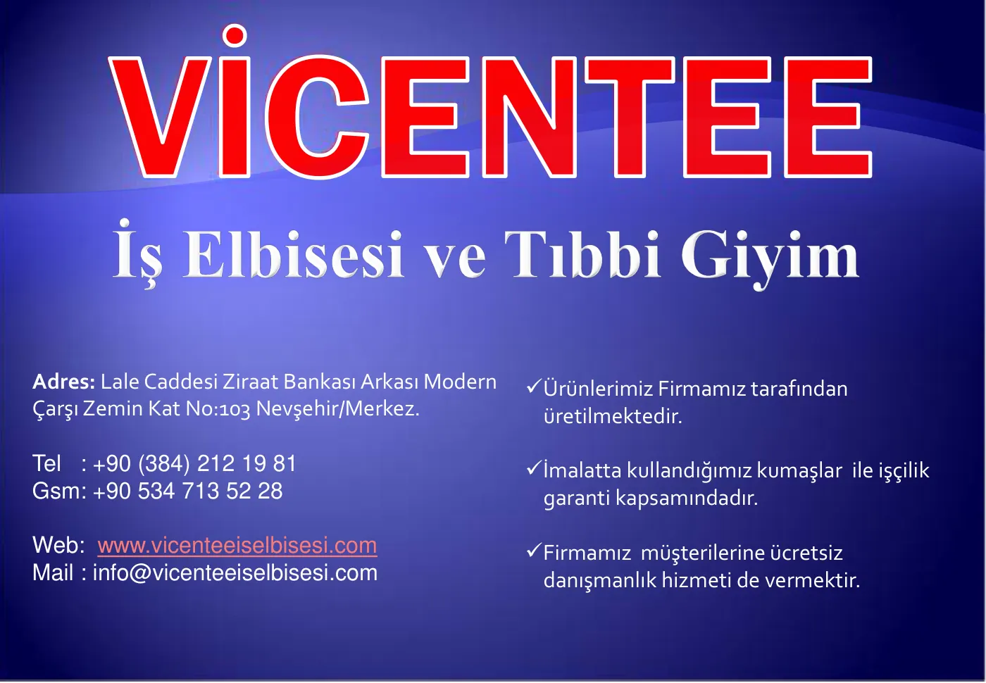 Vicentee Otel ve restoran kıyafetleri kataloğu, sayfa 1
